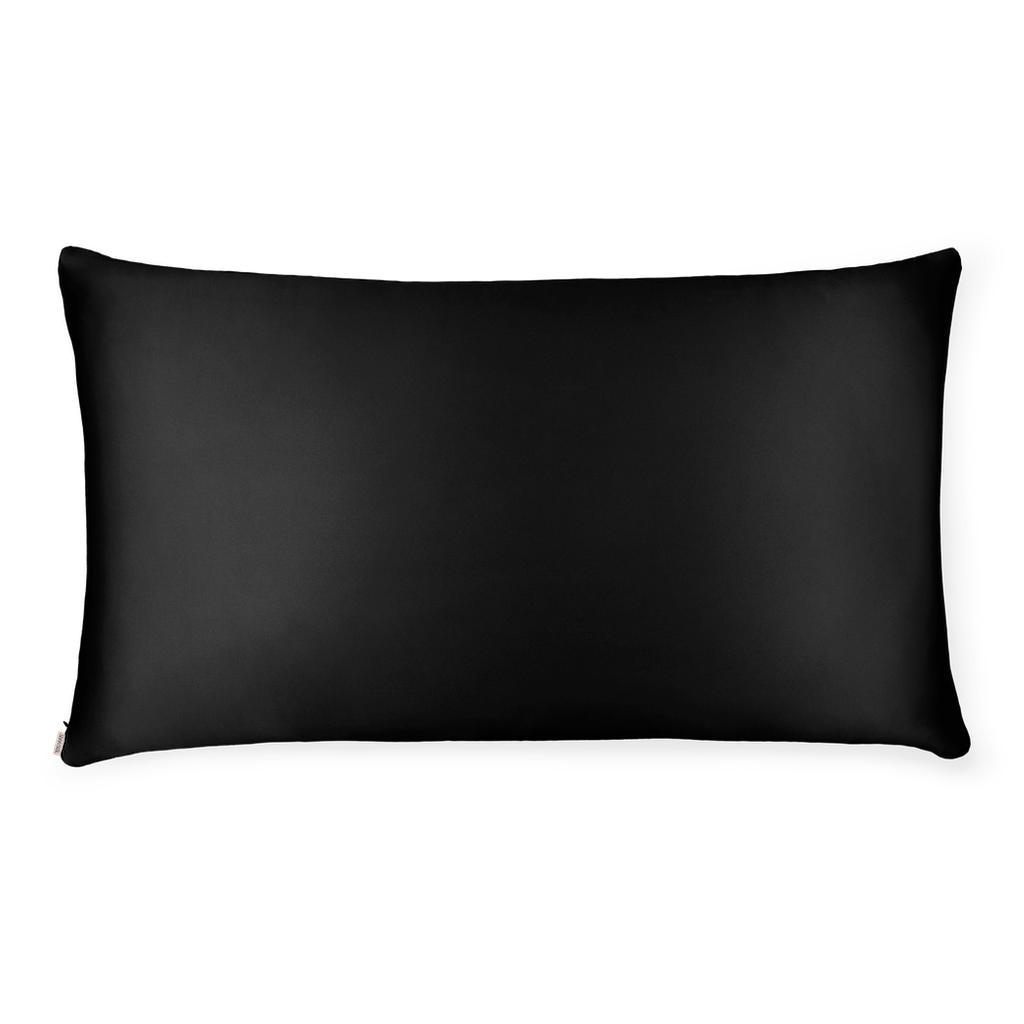 Black Silk Pillowcase - King Size - Zippered
