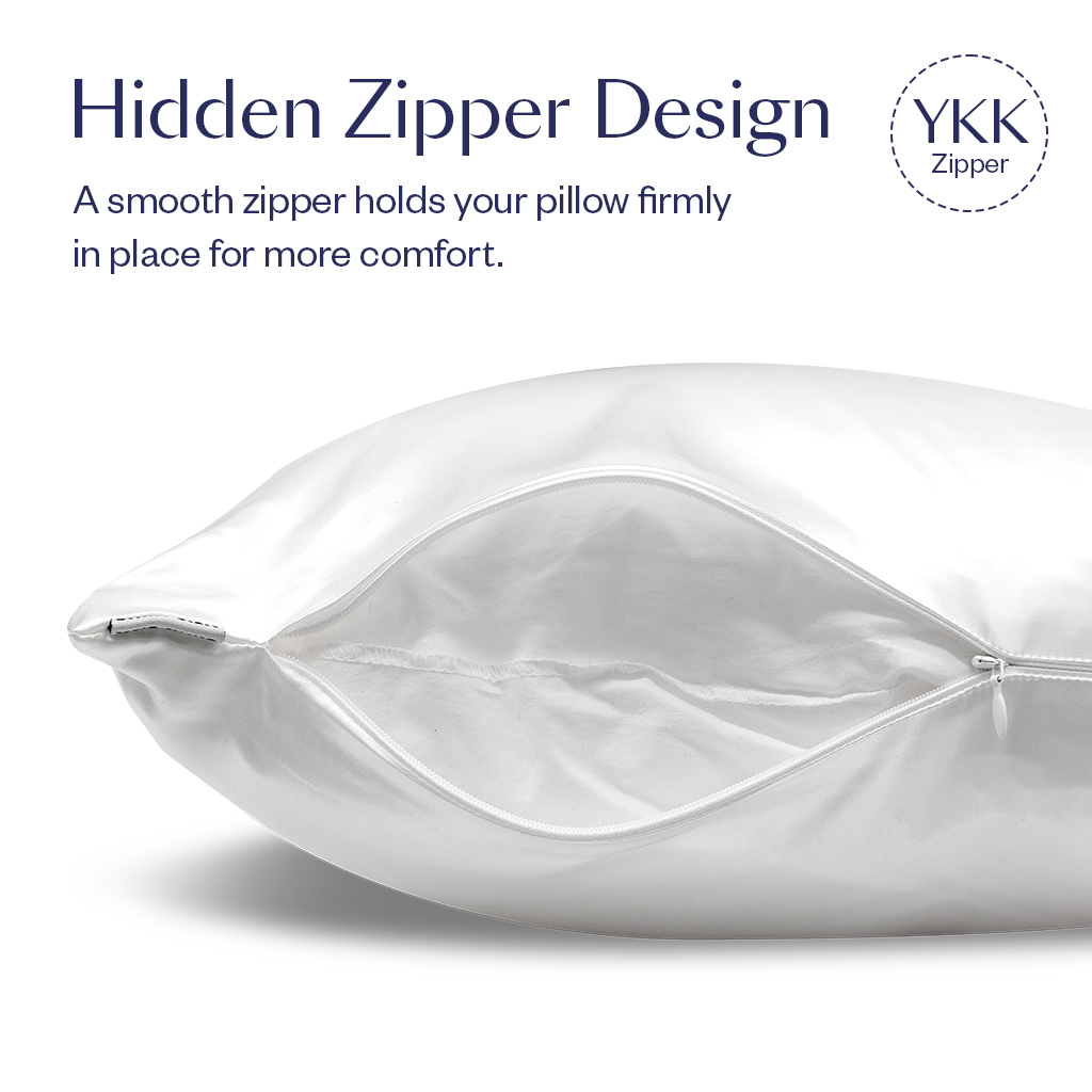Black Silk Pillowcase  - Queen Size - Zippered