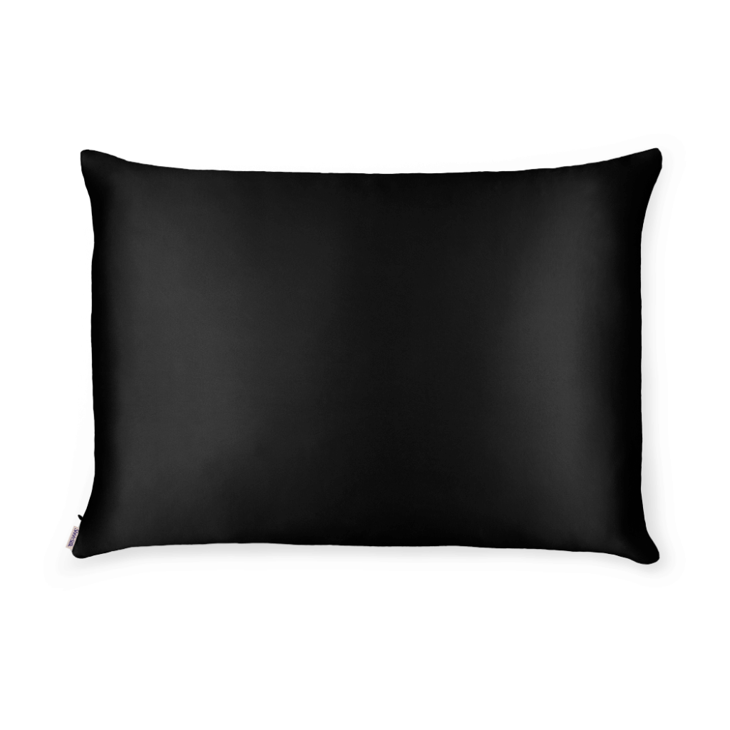 Black Silk Pillowcase  - Queen Size - Zippered