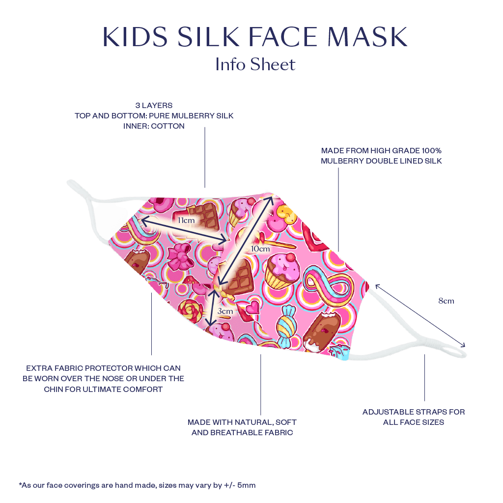 Kids Reusable Sweets Silk Face Covering Mask