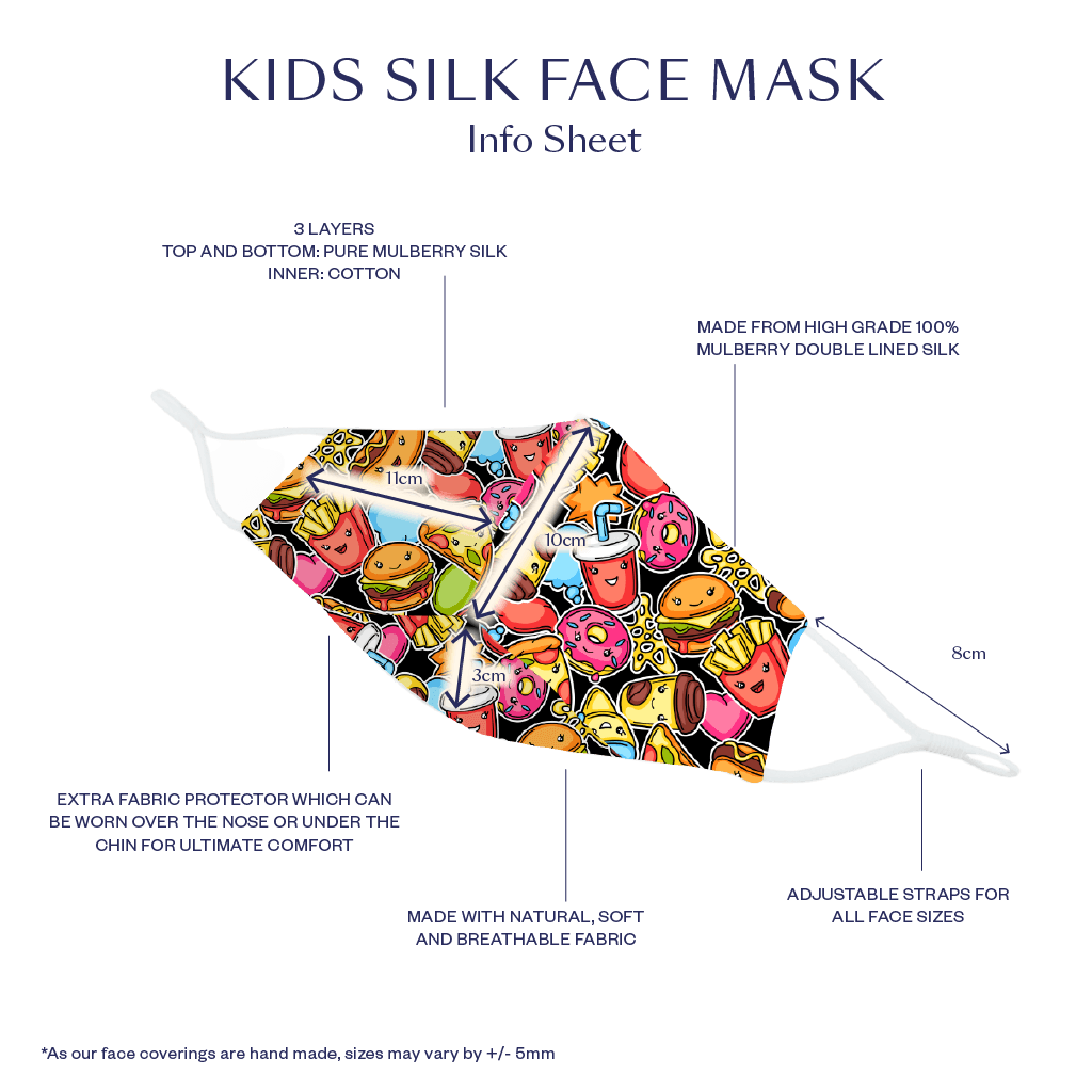 Kids Reusable Treats Silk Face Covering Mask