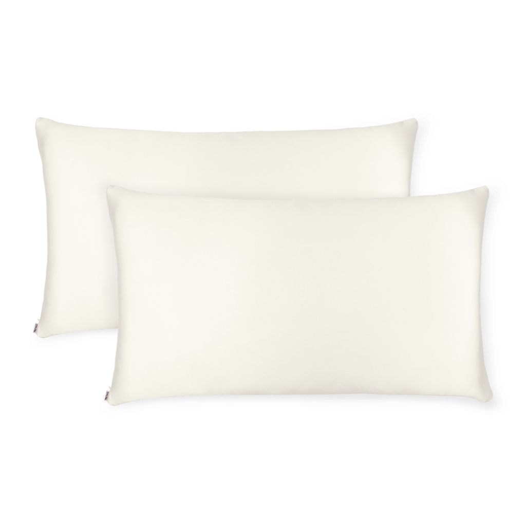 2 Off White Silk Pillowcases - King Size - Zippered