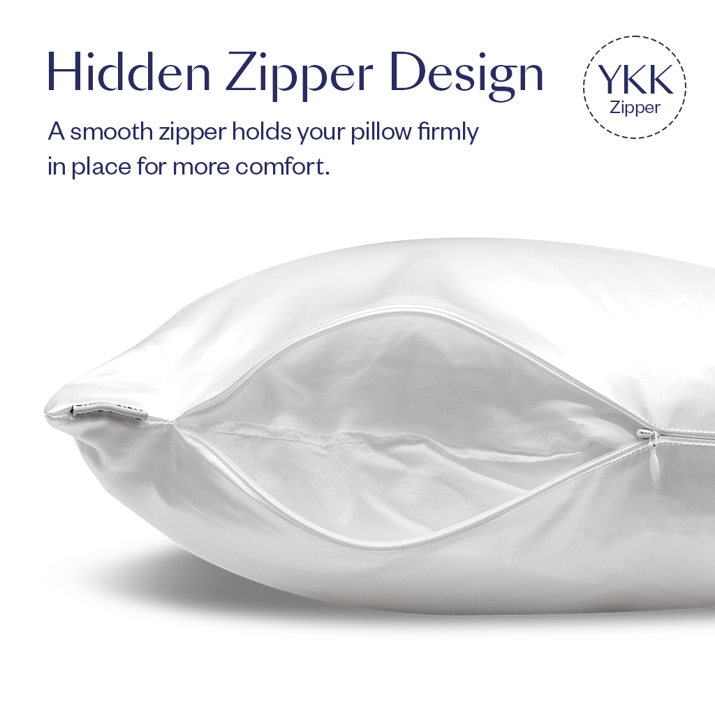 Gray Silk Pillowcase - Queen Size - Zippered