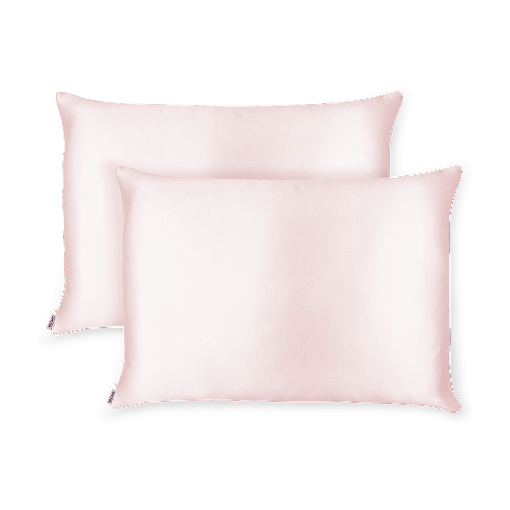 2 Pink Silk Pillowcases - Queen Size - Zippered